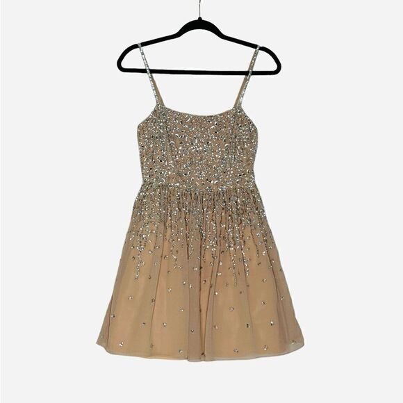 Revolve X by NBD Katy Nude Sequined Chiffon Mini Dress | XS - Picture 2 of 10